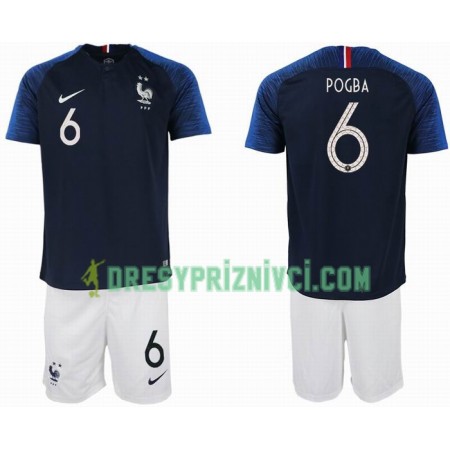 Fotbalový Komplet Francie POGBA 6 2 star Dětské Domácí MS 2018 Krátký Rukáv (+ trenýrky)